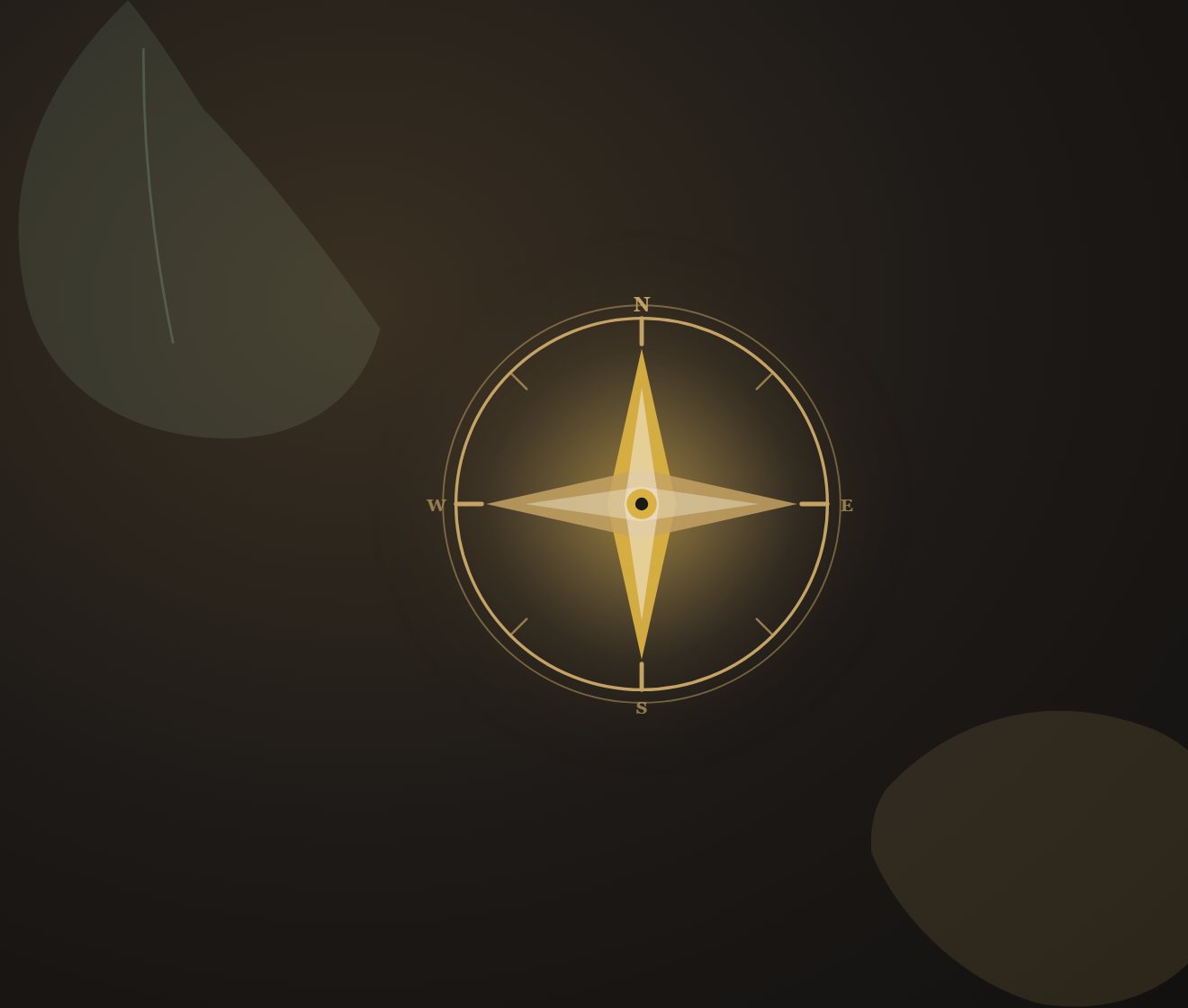 Align key art: a gold compass between two leaves